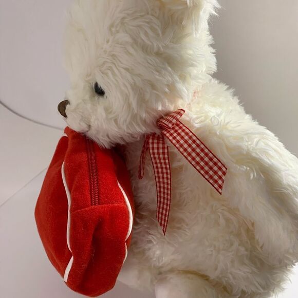 Hallmark White Bear With Red Velvet Zipper Gift Pouch Valentines Love Gift 6X 5 - Picture 7 of 16